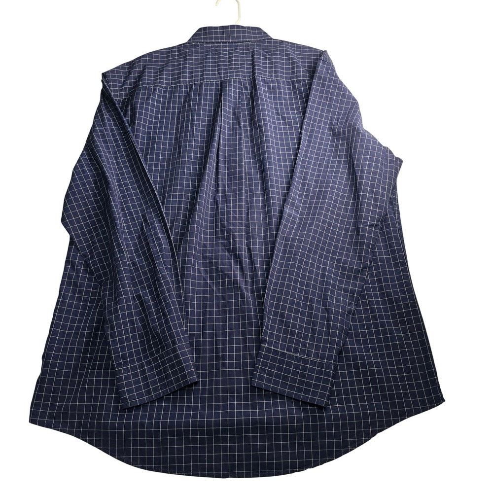 Tommy Hilfiger Button Down Shirt Mens XXL Navy Blue Windowpane 100s 2-Ply Cotton - Picture 8 of 13